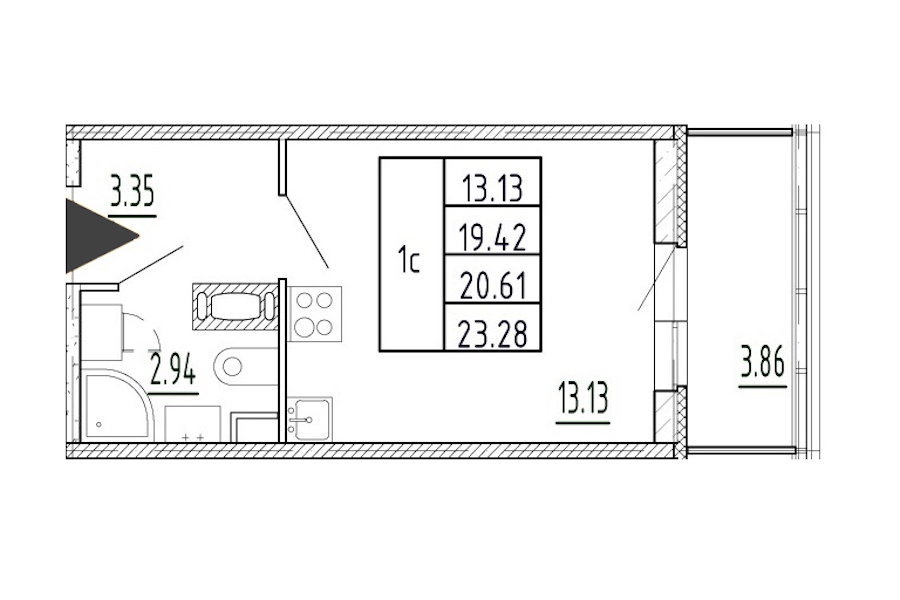 Квартира студия 19.42 м², 2/13 эт., ЖК «Полис Приморский 2»